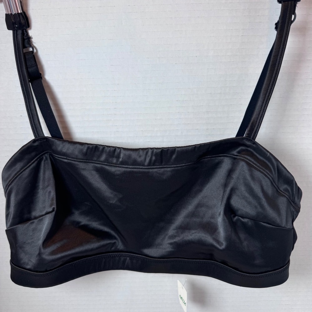 Aerie Satin Bralette Womens S Black Adjustable Straps Bandeau Style Pull On